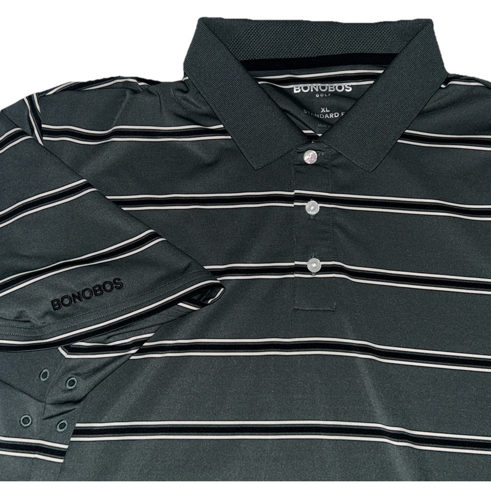 Bonobos Golf Standard Fit‎ Mens XL Dri Fit Polo, Green Stripes